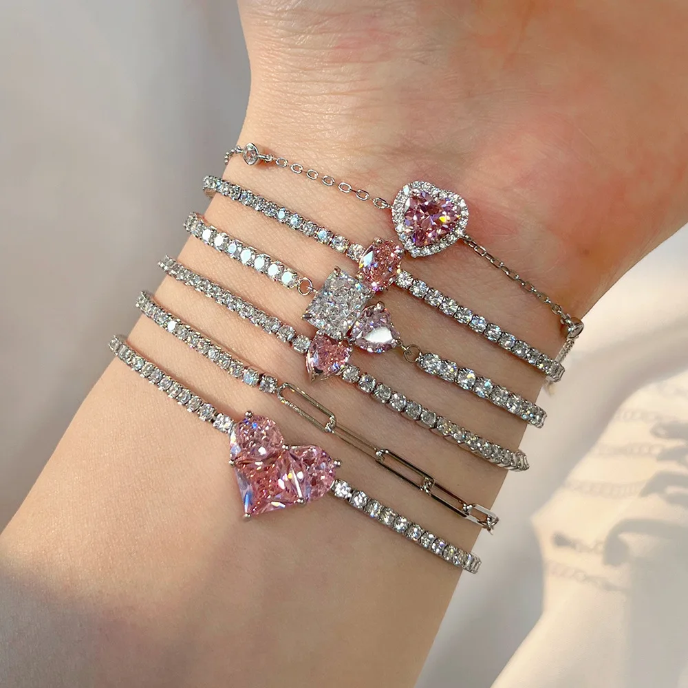 S925 Sterling Silver Women’s Bracelet - Pink Heart Zirconia Tennis Bracelet with Exquisite Sweet Design
S925 Sterling Silver Women’s Bracelet - Pink Heart Zirconia Tennis Bracelet with Exquisite Sweet Design