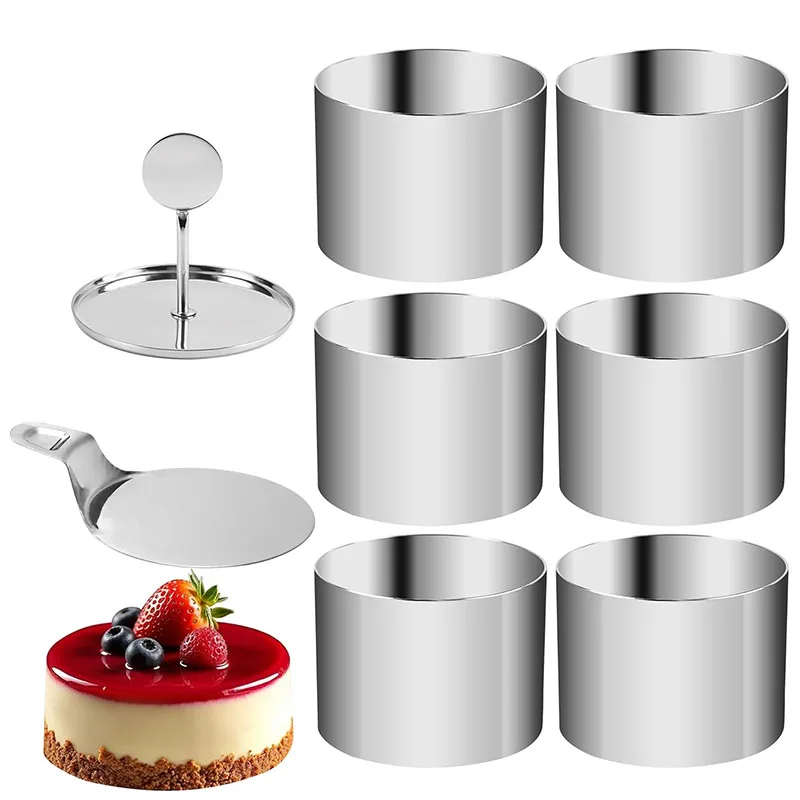 6 шт. кольца для мусса, формы для десертов, формы для формирования холодного блюда из нержавеющей стали, 3-дюймовые кухонные кольца с толкателем и подъемником
6 шт. кольца для мусса, формы для десертов, формы для формирования холодного блюда из нержавеющей стали, 3-дюймовые кухонные кольца с толкателем и подъемником