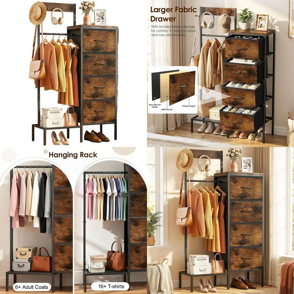 Тумба в деревенском стиле с 4 ящиками, подвесной полкой и вешалкой для головных уборов, коричневая деревянная тумба для хранения одежды, сумок и обуви в прихожей
Тумба в деревенском стиле с 4 ящиками, подвесной полкой и вешалкой для головных уборов, коричневая деревянная тумба для хранения одежды, сумок и обуви в прихожей