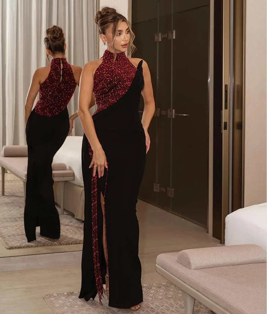 Customized Sexy Jersey Straight Beading Pearls Evening Dress Temperament Sleeveless High Collar Floor Length Celebrity Gowns
Customized Sexy Jersey Straight Beading Pearls Evening Dress Temperament Sleeveless High Collar Floor Length Celebrity Gowns