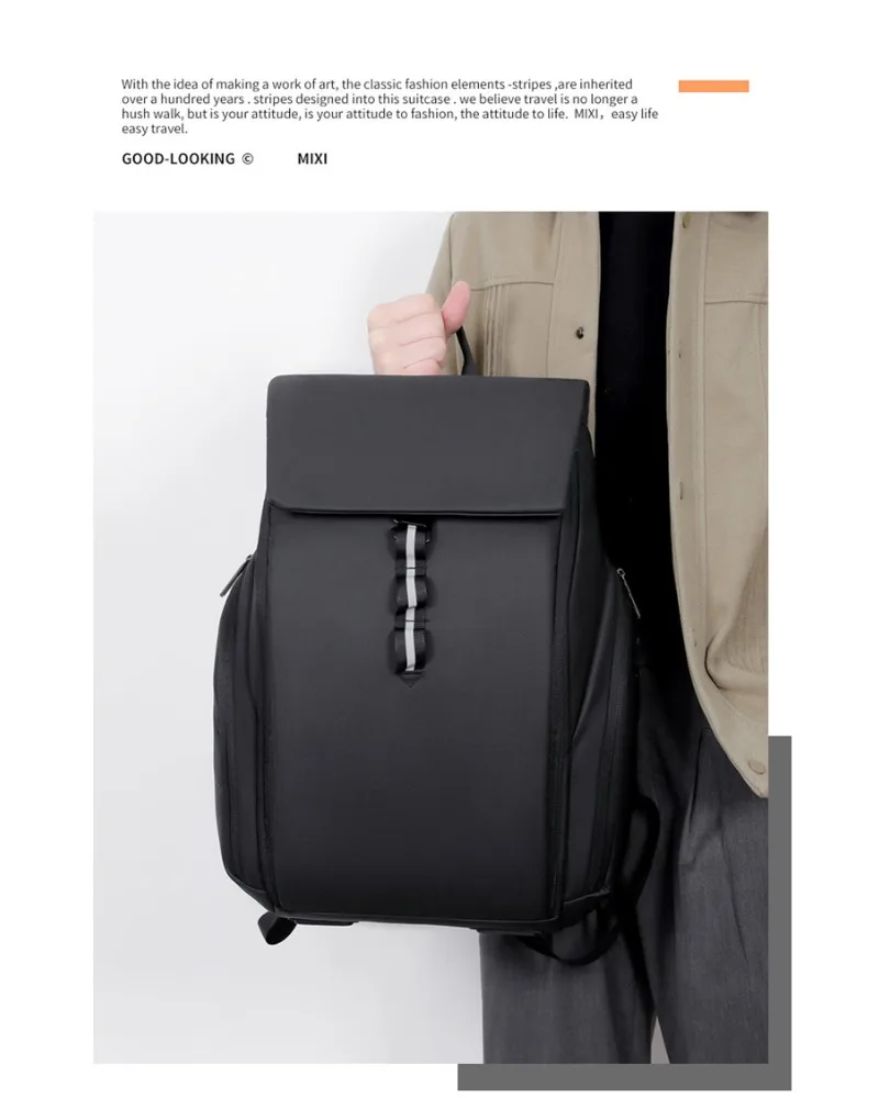 Black business laptop backpack with open flap design water resistant fabric with USB charging port suitable for office commute
Black business laptop backpack with open flap design water resistant fabric with USB charging port suitable for office commute