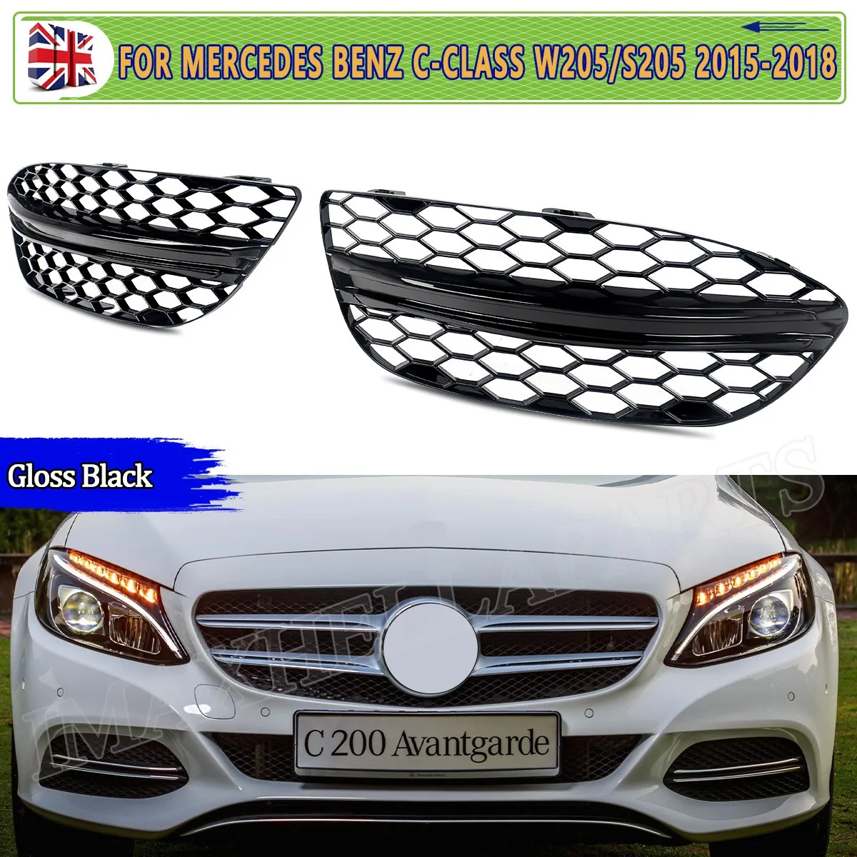 Крышка противотуманной фары переднего бампера для Mercedes Benz W205 C Class C180 C200 C250 C300 C400 2015 2016 2017 2018 Черная решетка противотуманной фары 
Крышка противотуманной фары переднего бампера для Mercedes Benz W205 C Class C180 C200 C250 C300 C400 2015 2016 2017 2018 Черная решетка противотуманной фары