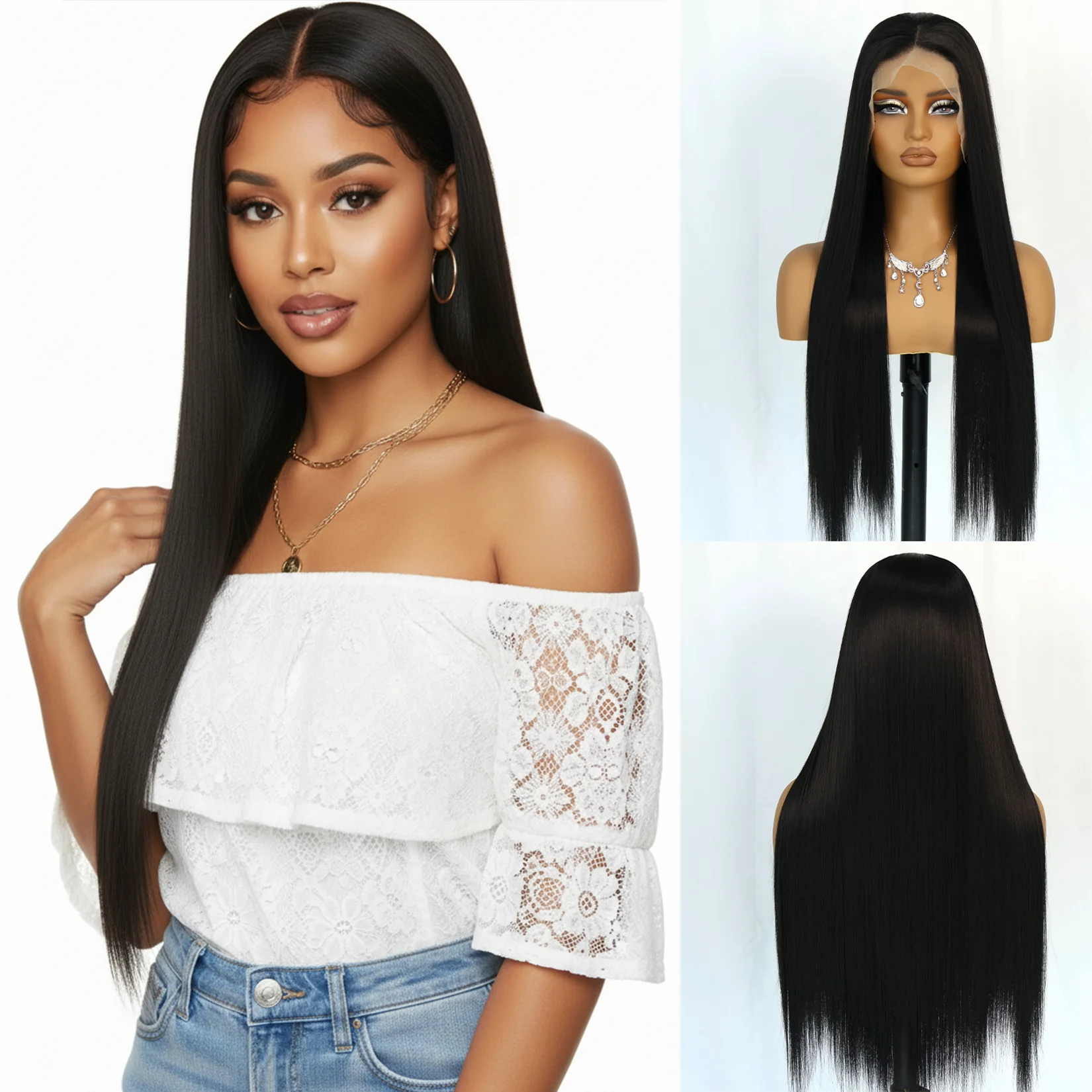 Aubree 13x6 Synthetic Lace Front Wig for Black Women 28 Inch Long Straight Glueless Pre Plucked 180 Density Heat Resistant Wigs
Aubree 13x6 Synthetic Lace Front Wig for Black Women 28 Inch Long Straight Glueless Pre Plucked 180 Density Heat Resistant Wigs
