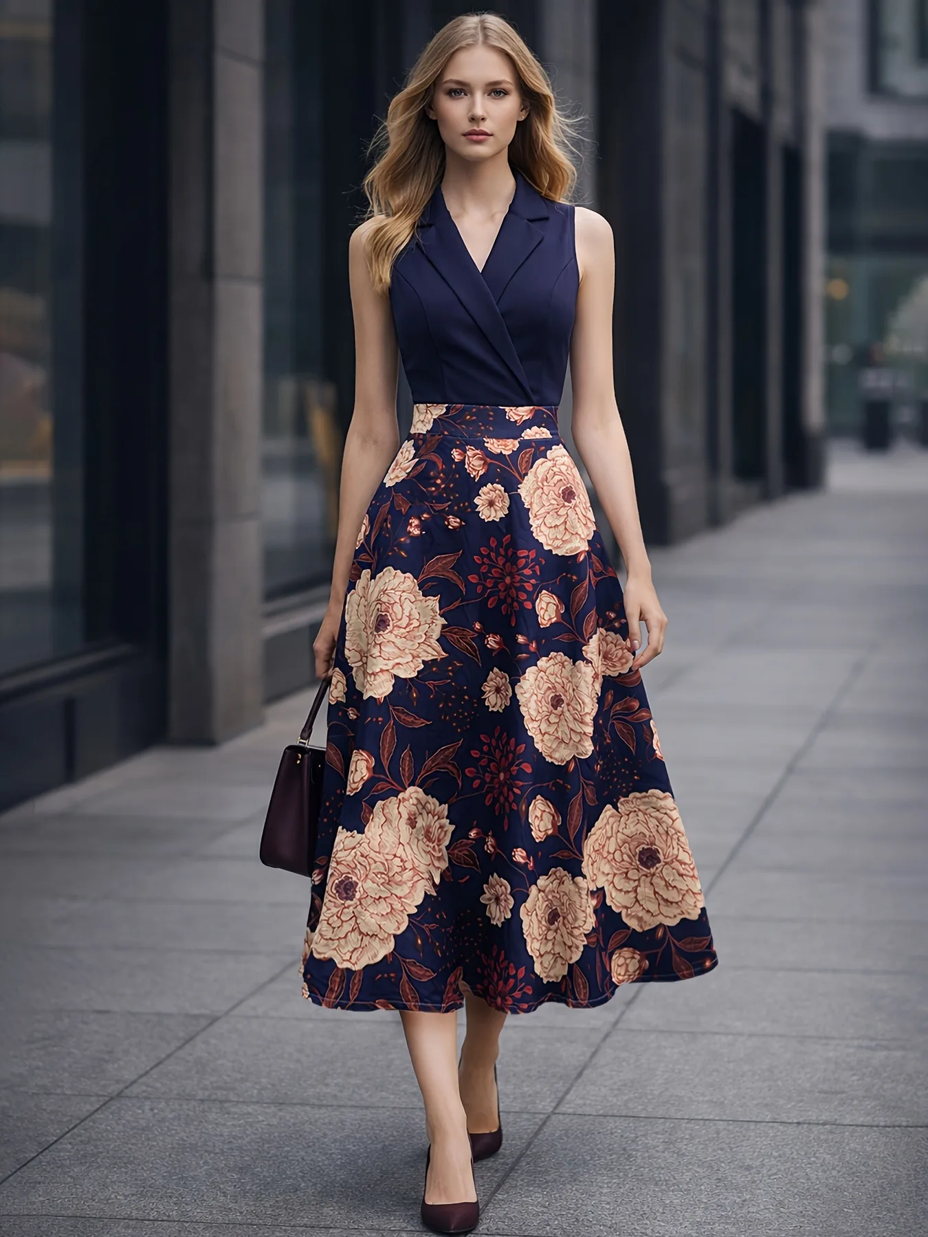 Elegant Sleeveless Fitted A-Line Dress Floral Print Wide Skirt Summer New Style Women's Casual Maxi Dress
Elegant Sleeveless Fitted A-Line Dress Floral Print Wide Skirt Summer New Style Women's Casual Maxi Dress