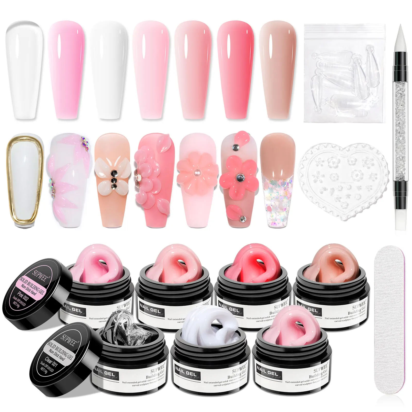 Supwee Extension Nail Gel Set Non Stick Hand Solid Non Sticky Building Poly gel Set Nails Extension Professionals Manicure Tool
Supwee Extension Nail Gel Set Non Stick Hand Solid Non Sticky Building Poly gel Set Nails Extension Professionals Manicure Tool