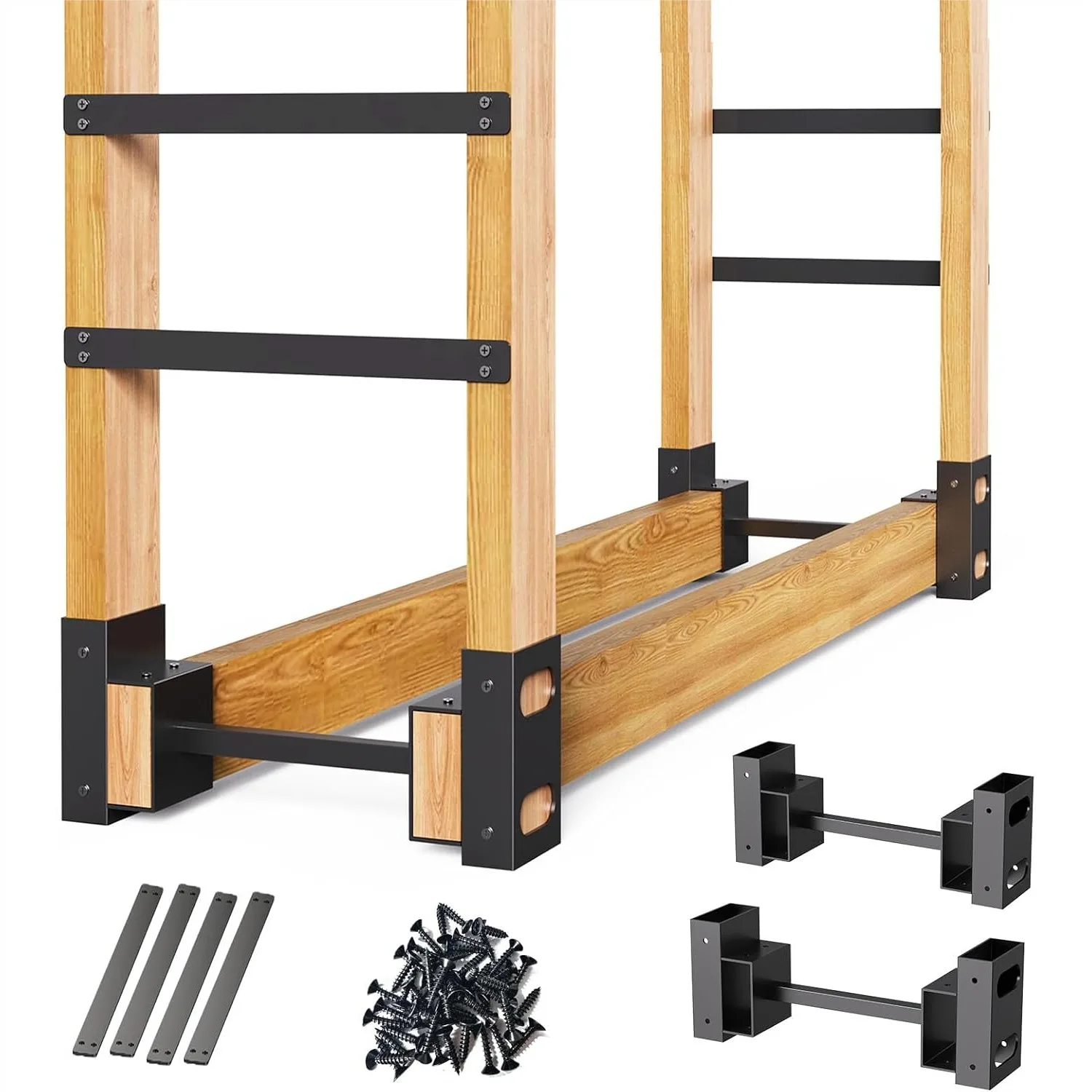 Firewood Rack Outdoor, Adjustable Length Wood Storage Brackets Kit, Rustproof Steel Log Stacking Stand for Fireplace, Black, Set
Firewood Rack Outdoor, Adjustable Length Wood Storage Brackets Kit, Rustproof Steel Log Stacking Stand for Fireplace, Black, Set