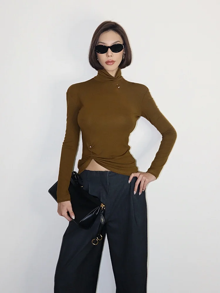 VanaLab Women's Slim Fit Long Sve T-irt High Collar Metal Base irt Top Ele Simple Design Summer Faion
VanaLab Women's Slim Fit Long Sve T-irt High Collar Metal Base irt Top Ele Simple Design Summer Faion