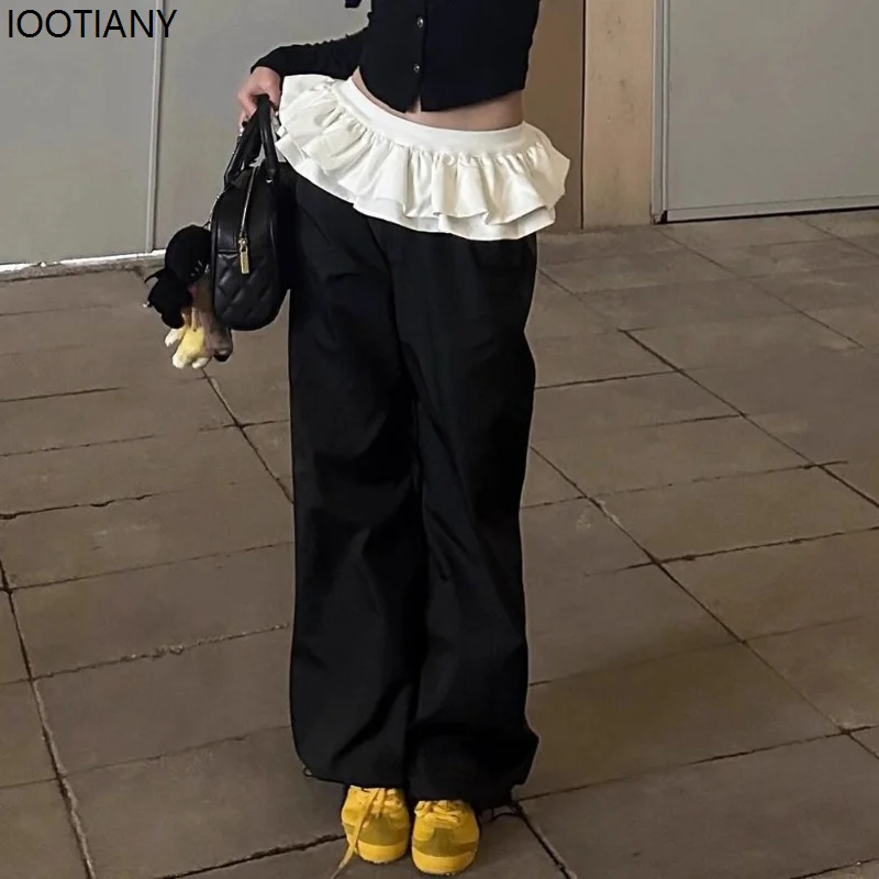 Y2k Black Retro Women's Cake Skirt Cute Girls Patchwork Harajuku Korean Style Sports Pants Wide Leg Loose Trousers Youth 2025
Y2k Black Retro Women's Cake Skirt Cute Girls Patchwork Harajuku Korean Style Sports Pants Wide Leg Loose Trousers Youth 2025