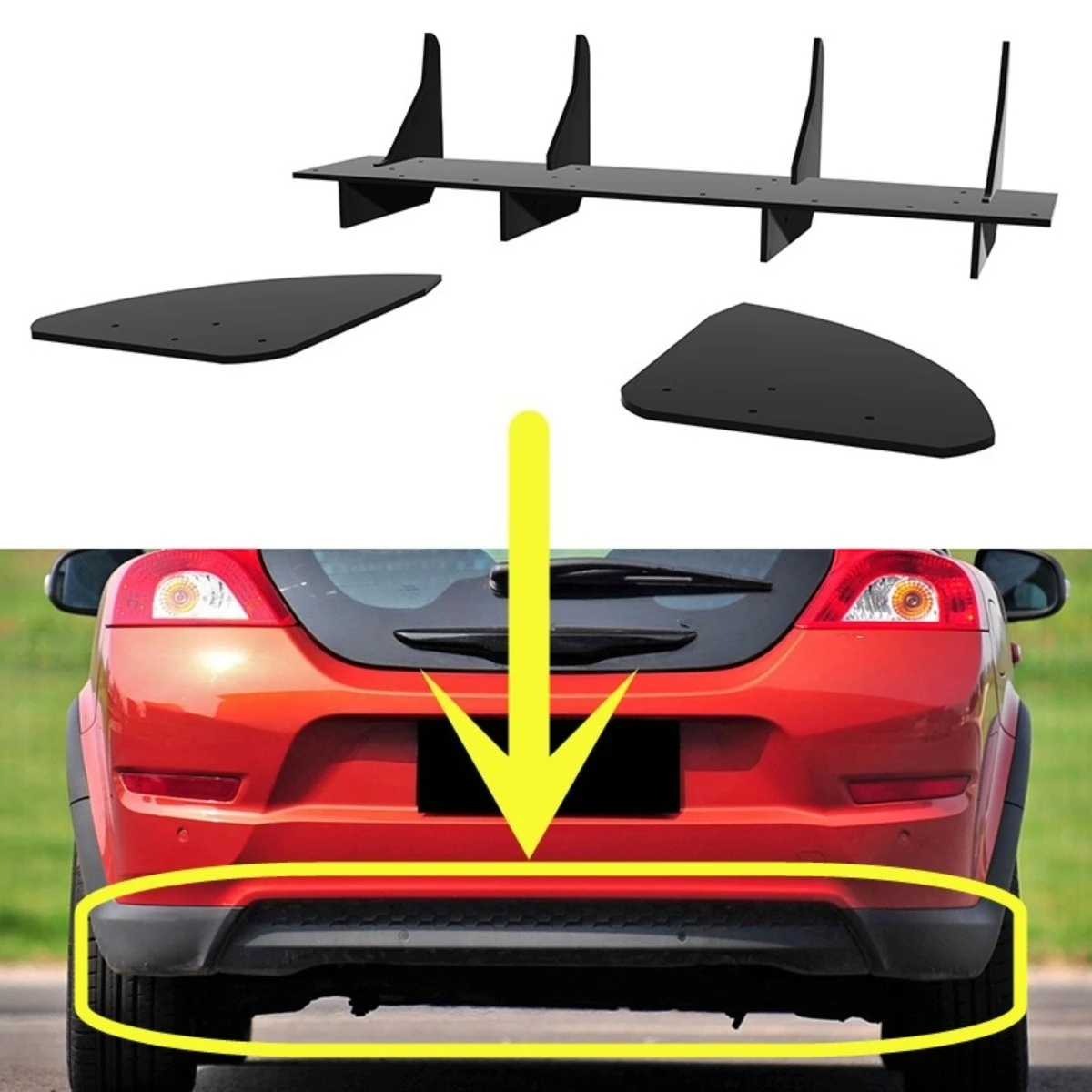 For Volvo C30 2011-2013 Car Rear Bumper Spoiler Lip Diffuser Modification Part Bumper Guard Protector Cover Car Accessories
