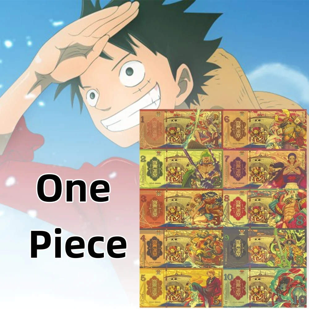 New One Piece Colored Commemorative Banknotes Gold Foil Plastic Card Anime Collection Souvenir Birthday Gift Fans Memorabilia
New One Piece Colored Commemorative Banknotes Gold Foil Plastic Card Anime Collection Souvenir Birthday Gift Fans Memorabilia