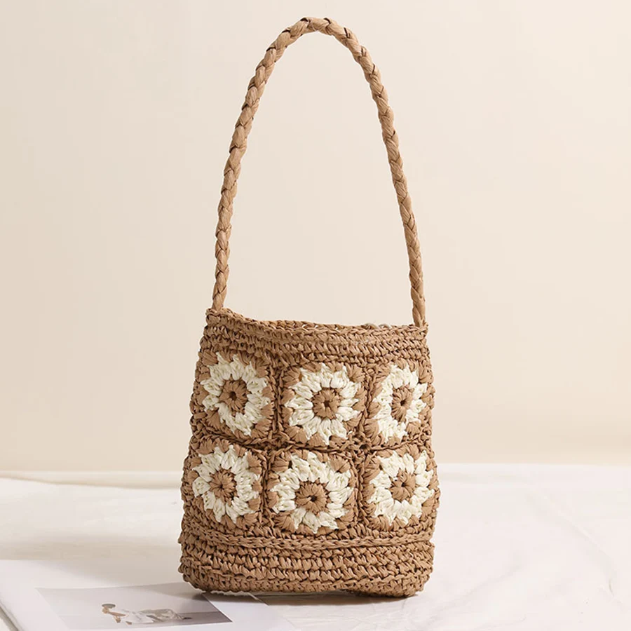 Crocheted Daisy flower straw woven bag new hand-woven single-shoulder bag summer vacation beach bag drawstring women's handbags
Crocheted Daisy flower straw woven bag new hand-woven single-shoulder bag summer vacation beach bag drawstring women's handbags