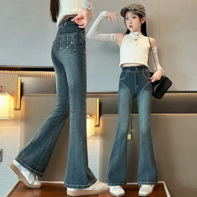 Baby Girl Pants Girls Spring and Autumn Pant 2024 New Style Children Fashion Denim Embroidered Stretch Flare Casual Bottom
Baby Girl Pants Girls Spring and Autumn Pant 2024 New Style Children Fashion Denim Embroidered Stretch Flare Casual Bottom