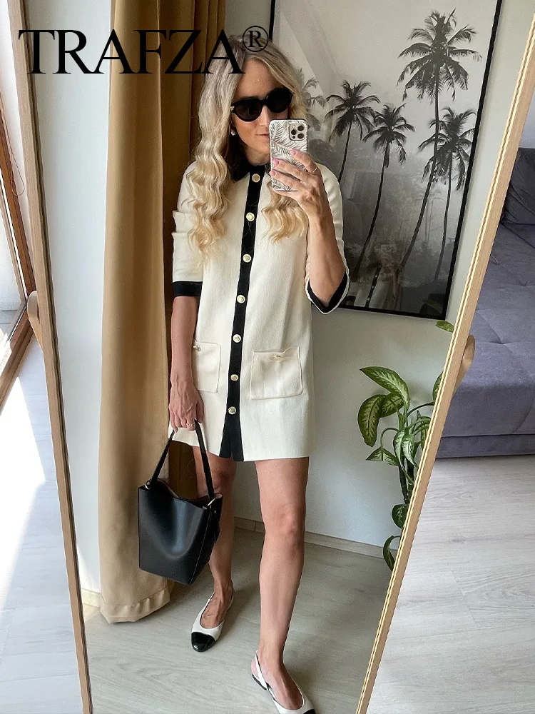 TRAFZA Summer New Fashion Female Dress Knitted Short Sleeves Slim Single-Breasted Women's Dresses Pockets Casual Woman Dress
TRAFZA Summer New Fashion Female Dress Knitted Short Sleeves Slim Single-Breasted Women's Dresses Pockets Casual Woman Dress