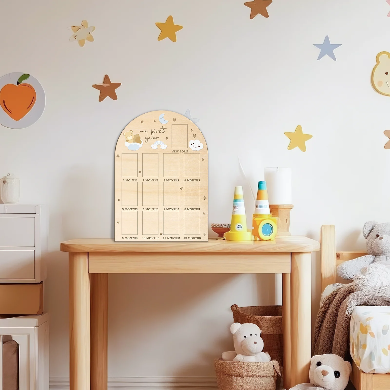 "My First Year" Wooden Photo Board - 13 Slot Baby Milestone Display with Bear & Moon Design (42.3x30cm)
"My First Year" Wooden Photo Board - 13 Slot Baby Milestone Display with Bear & Moon Design (42.3x30cm)