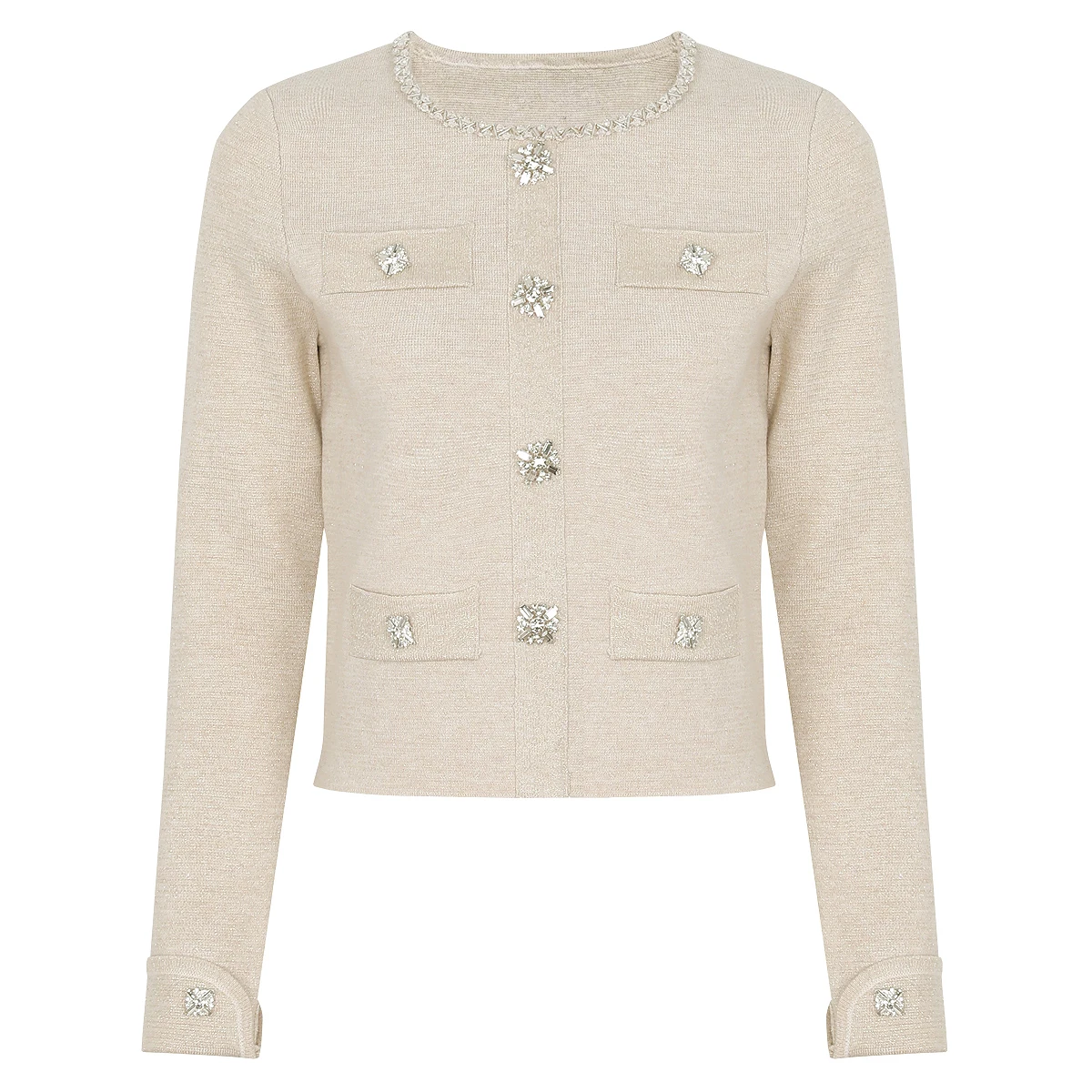 High End Quality Spring And Autumn New Fashion Nail Bead Diamond Buckle Knitted Internet Famous Casual Style Cardigan Jacket
High End Quality Spring And Autumn New Fashion Nail Bead Diamond Buckle Knitted Internet Famous Casual Style Cardigan Jacket