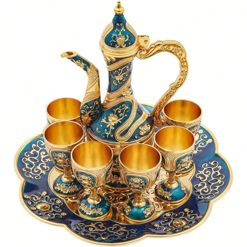 Turkish Tea Set, Vintage Turkish Coffee Cups Set With Pot And 6 Cups,Turkish Tea Glasses For Home Decor Birthday Christmas Hous
Turkish Tea Set, Vintage Turkish Coffee Cups Set With Pot And 6 Cups,Turkish Tea Glasses For Home Decor Birthday Christmas Hous