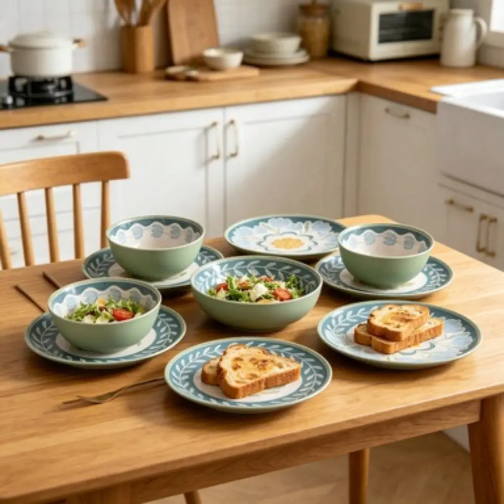 Piece Bamboo Melamine Green Floral Dinnerware Set
Piece Bamboo Melamine Green Floral Dinnerware Set