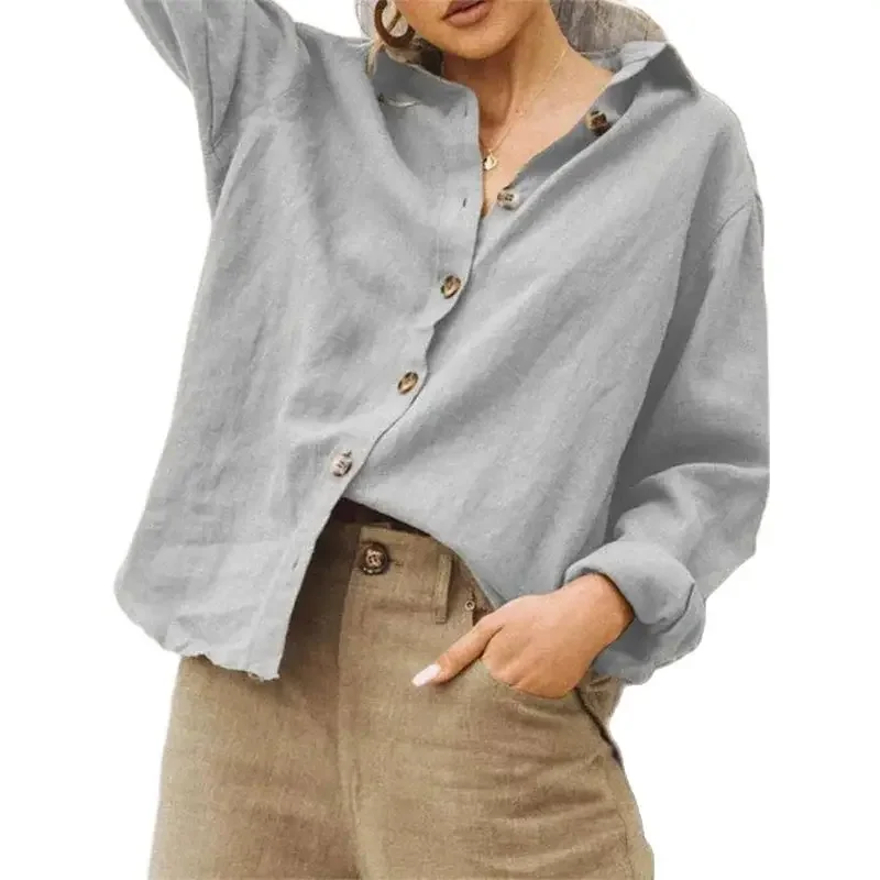 Spring Autumn Solid Color Cotton Linen Long Sleeve Shirt Women Single-breasted Cardigan Blouse Female Casual Simple Style Tops 4
Spring Autumn Solid Color Cotton Linen Long Sleeve Shirt Women Single-breasted Cardigan Blouse Female Casual Simple Style Tops 4