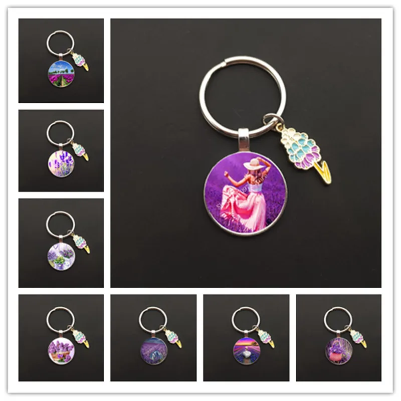 New Lavender Keychain Purple Flower Print Glass Keychain Enamel Lavender Keychain Women's Bag Pendant Fashion Jewelry Gift
New Lavender Keychain Purple Flower Print Glass Keychain Enamel Lavender Keychain Women's Bag Pendant Fashion Jewelry Gift