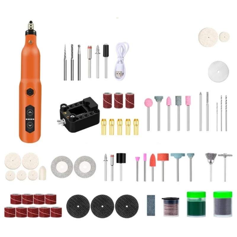 Cordless Rotary Tool Set 3.7V 18000rpm Grinding Device with 136 Accessories for Sanding Carving and Rusts Removal 601C
Cordless Rotary Tool Set 3.7V 18000rpm Grinding Device with 136 Accessories for Sanding Carving and Rusts Removal 601C