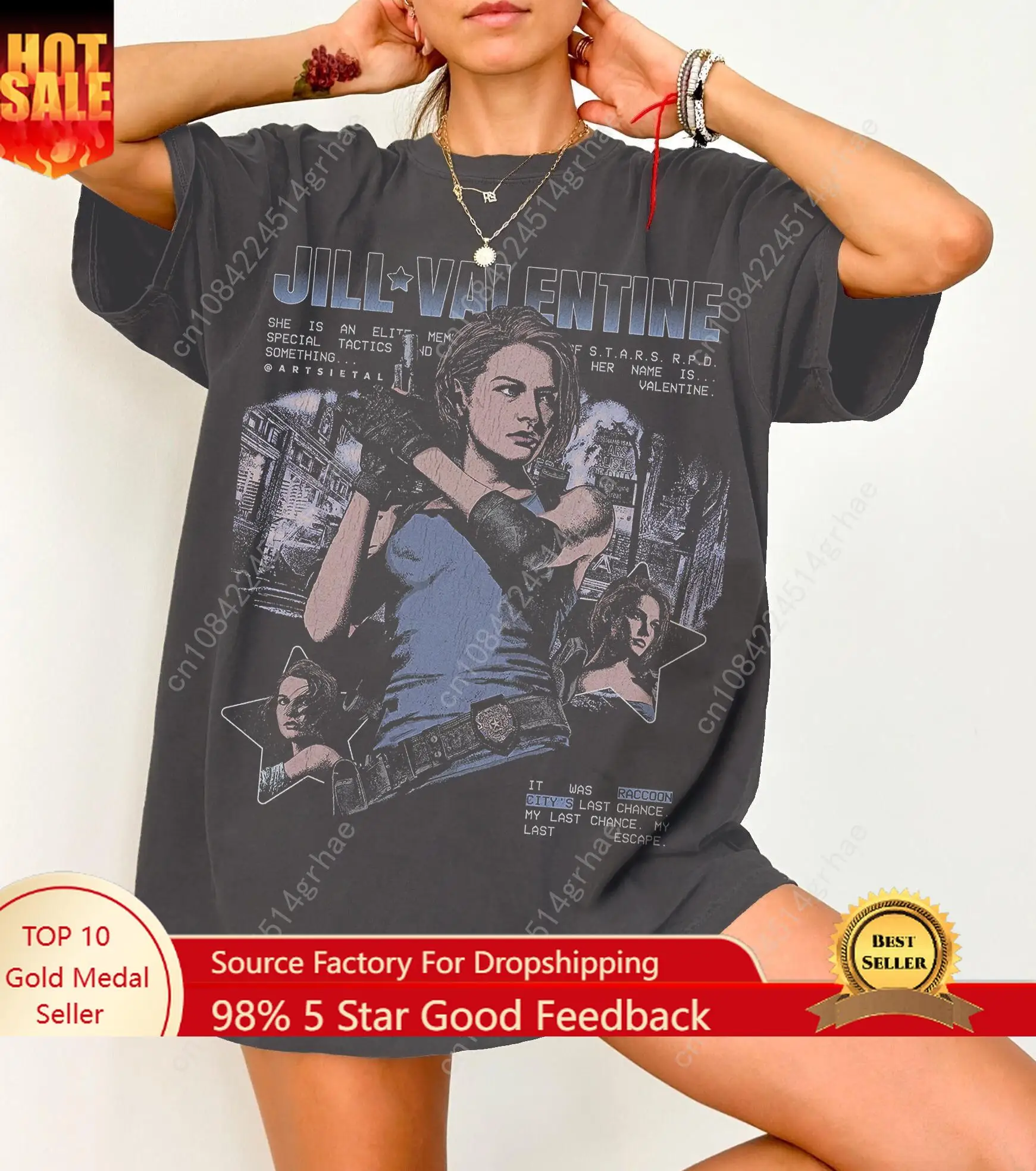 Jill Valentine RE Theme T-shirt: Video Game Heroine Pattern, Resident Evil 37 Theme T-shirt Printed T-shirt
Jill Valentine RE Theme T-shirt: Video Game Heroine Pattern, Resident Evil 37 Theme T-shirt Printed T-shirt