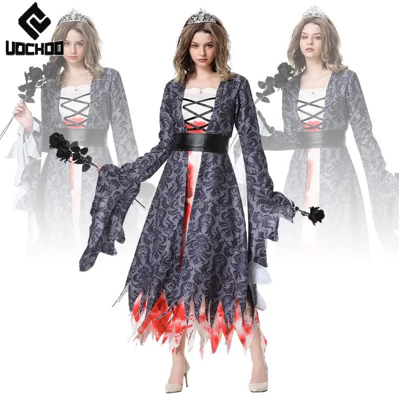 Halloween Witch Gown Gothic Rose Vampire Dress Carnival Women Cosplay Costume Day of The Dead Zombie Robe Festival Clothing
Halloween Witch Gown Gothic Rose Vampire Dress Carnival Women Cosplay Costume Day of The Dead Zombie Robe Festival Clothing