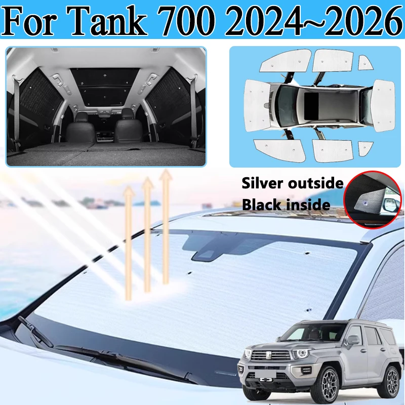 Для GWM Tank 700 Hi4-t 2024 2025 2026 Автоматический козырек объемного звучания, солнцезащитный козырек, передний автомобильный солнцезащитный козырек, аксессуары с защитой от УФ-лучей 
Для GWM Tank 700 Hi4-t 2024 2025 2026 Автоматический козырек объемного звучания, солнцезащитный козырек, передний автомобильный солнцезащитный козырек, аксессуары с защитой от УФ-лучей