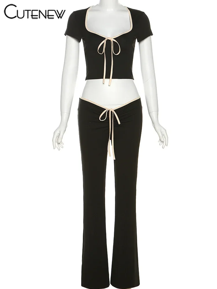 Cutenew New Streetwear Women Casual Bandage 2 Piece Sets Classic Square Neck Short Sleeve Crop Tees+High Waist Matching Trousers
Cutenew New Streetwear Women Casual Bandage 2 Piece Sets Classic Square Neck Short Sleeve Crop Tees+High Waist Matching Trousers