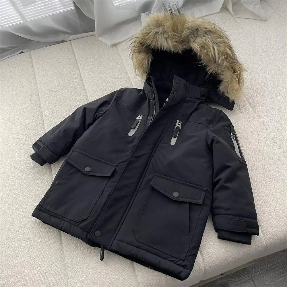 Thick Warm Black Cotton Coat for Boys Kids Autumn Winter Hooded Long Padded Jacket 2-8Y Children Casual Solid Thermal Outerwears
Thick Warm Black Cotton Coat for Boys Kids Autumn Winter Hooded Long Padded Jacket 2-8Y Children Casual Solid Thermal Outerwears