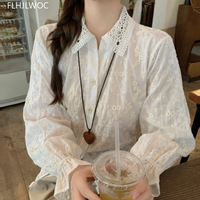 Chic Korea Cotton Blends Tops Blouses New Women Long Sleeve Preppy Style White Crochet Lace Polo Shirts
Chic Korea Cotton Blends Tops Blouses New Women Long Sleeve Preppy Style White Crochet Lace Polo Shirts