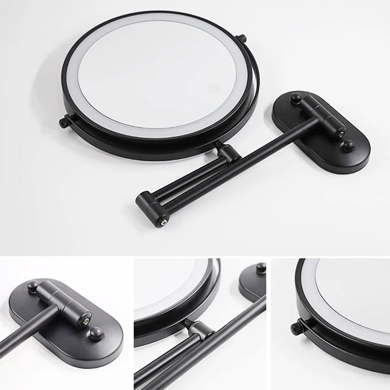 8 inch Wall Mounted Makeup Mirror Black 3X-10X Magnifying 3 color LED light Double Side Bathroom Smart Shaving Cosmetic Mirrors
8 inch Wall Mounted Makeup Mirror Black 3X-10X Magnifying 3 color LED light Double Side Bathroom Smart Shaving Cosmetic Mirrors