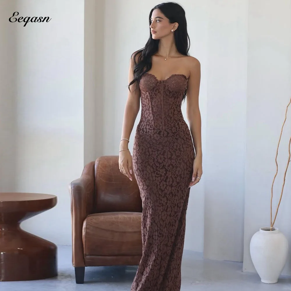 Brown Mermaid Prom Dress Lace Women Vestidos De Gala De Noche Sleeveless Luxury Corset Formal Evening Gowns Customized
Brown Mermaid Prom Dress Lace Women Vestidos De Gala De Noche Sleeveless Luxury Corset Formal Evening Gowns Customized
