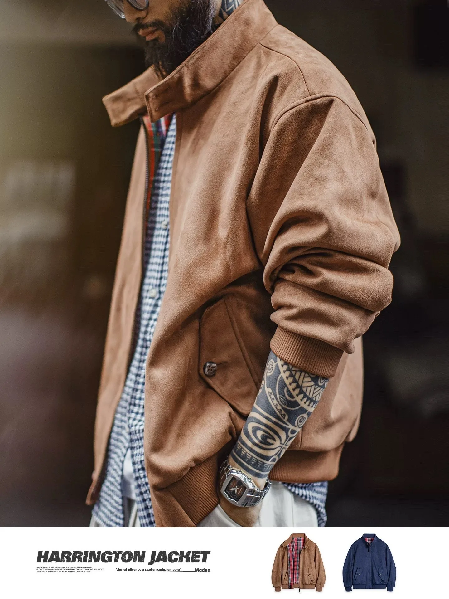 Maden American Sle ort Suede Jaet Men's Vintage Workwear Harington G9 Coat Polyester Nylon Cosite Fiber Long Sve
Maden American Sle ort Suede Jaet Men's Vintage Workwear Harington G9 Coat Polyester Nylon Cosite Fiber Long Sve