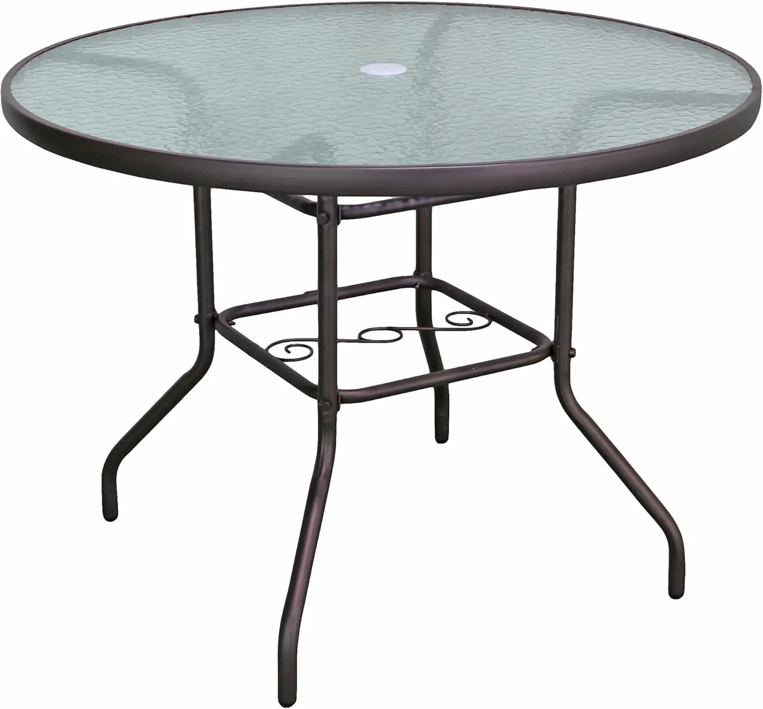 Outdoor Patio Furniture, Round Dining Table, Steel Base and Rim with Water-Wave Glass Top, Brown, 40"
Outdoor Patio Furniture, Round Dining Table, Steel Base and Rim with Water-Wave Glass Top, Brown, 40"