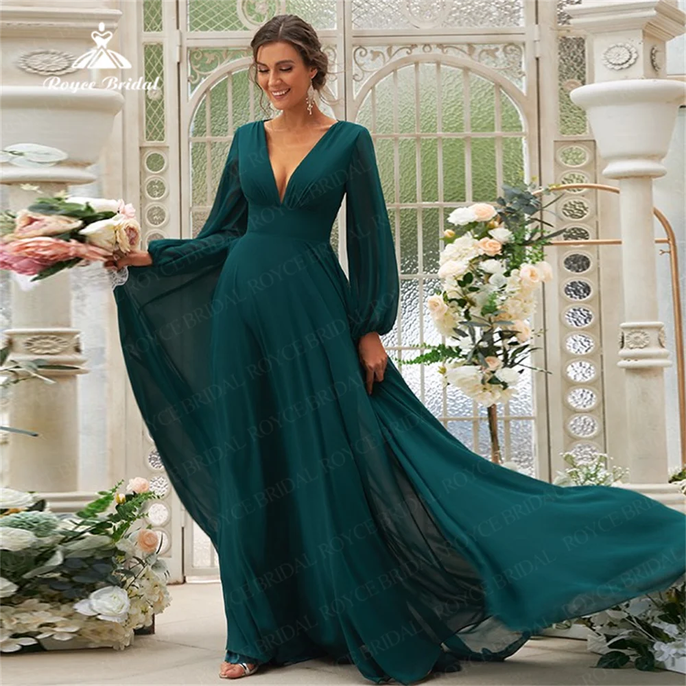 Roycebridal A Line Bridesmaid Dress Chiffon Deep V Neck Long Lantern Sleeves Customize Formal Wedding Gown robes invitée mariage
Roycebridal A Line Bridesmaid Dress Chiffon Deep V Neck Long Lantern Sleeves Customize Formal Wedding Gown robes invitée mariage