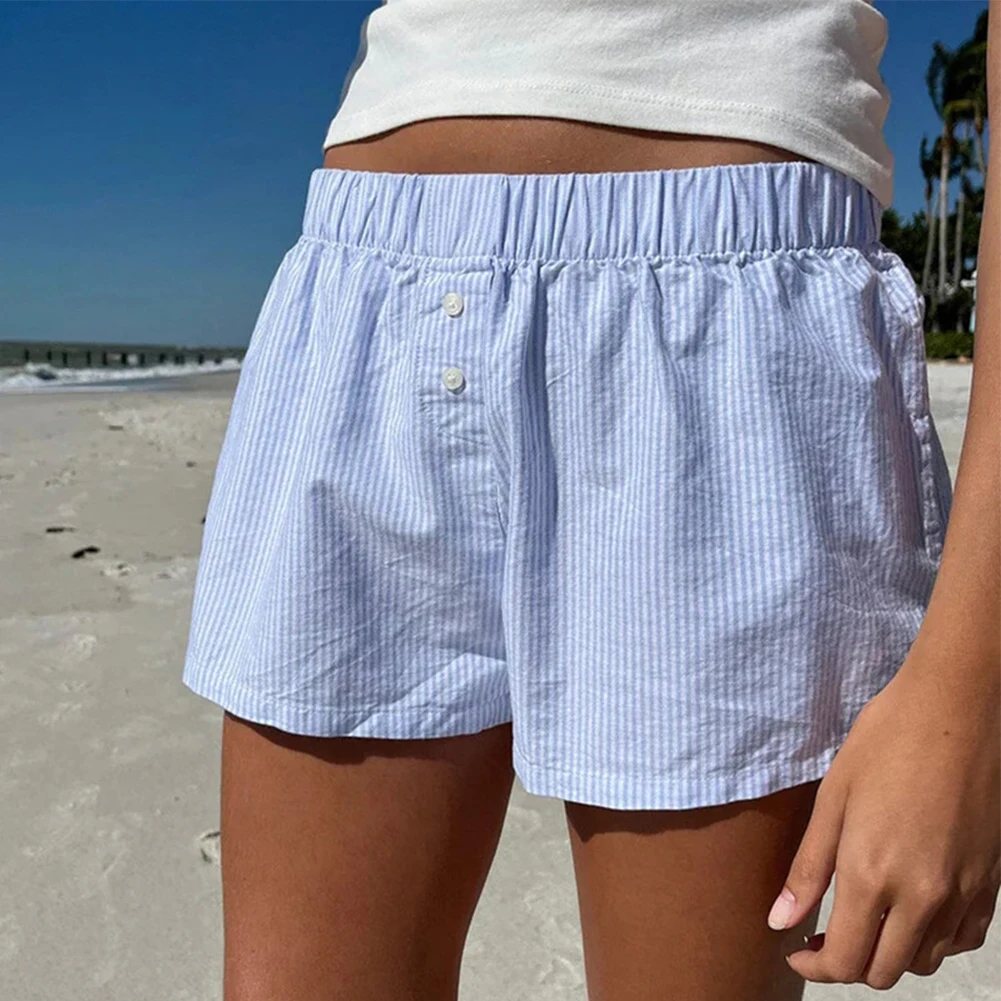 Womens Vacation Style Beach Shorts Striped Loose Pants Sports Home Casual Pants Minimalist Pocket Button Korean Female Shorts
Womens Vacation Style Beach Shorts Striped Loose Pants Sports Home Casual Pants Minimalist Pocket Button Korean Female Shorts