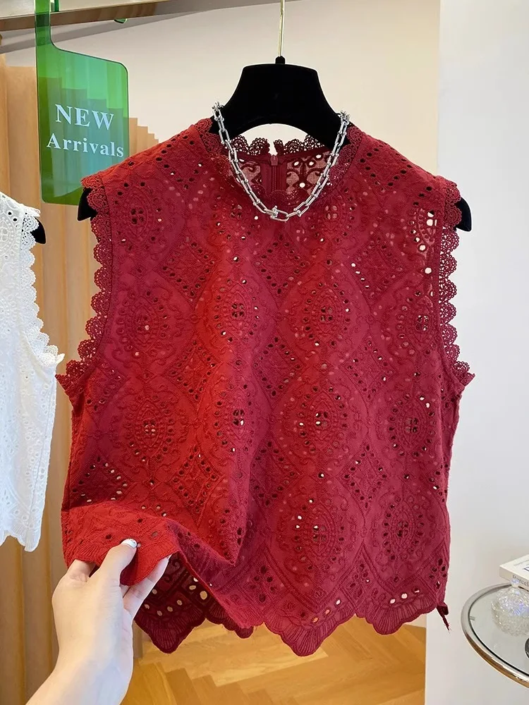 Elegant Lace Hook Flower Sleeveless Women's Shirt Summer plus Size Fashion Slimming Vest Top High Waist Korean Style Commute
Elegant Lace Hook Flower Sleeveless Women's Shirt Summer plus Size Fashion Slimming Vest Top High Waist Korean Style Commute