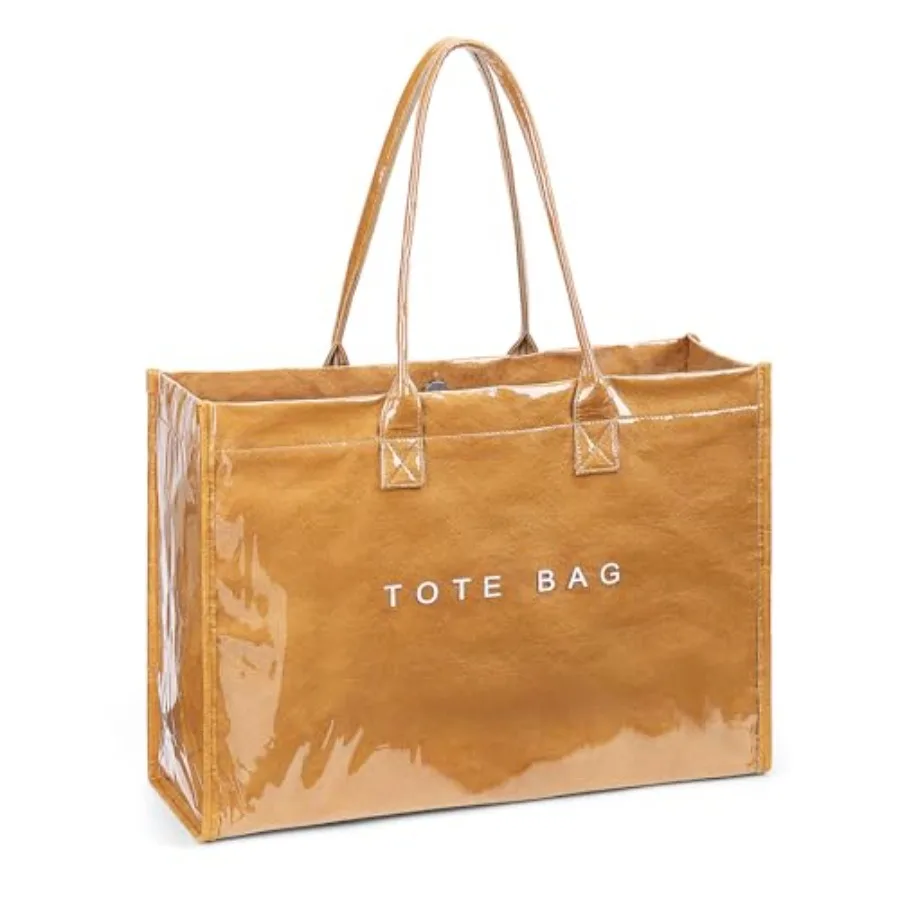 Lushandy PVC Tote Bag for Women Large Plastic Tote Purse Work Kraft Paper Letter Print Shoulder Bag Carry All Hobo Handbag
Lushandy PVC Tote Bag for Women Large Plastic Tote Purse Work Kraft Paper Letter Print Shoulder Bag Carry All Hobo Handbag