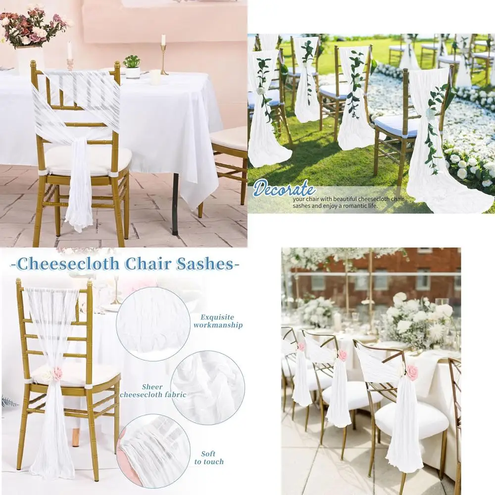 White 50 Pack 15.7x70 Cheesecloth Chair Sashes with Bows for Weddings, Banquets, and Parties
White 50 Pack 15.7x70 Cheesecloth Chair Sashes with Bows for Weddings, Banquets, and Parties