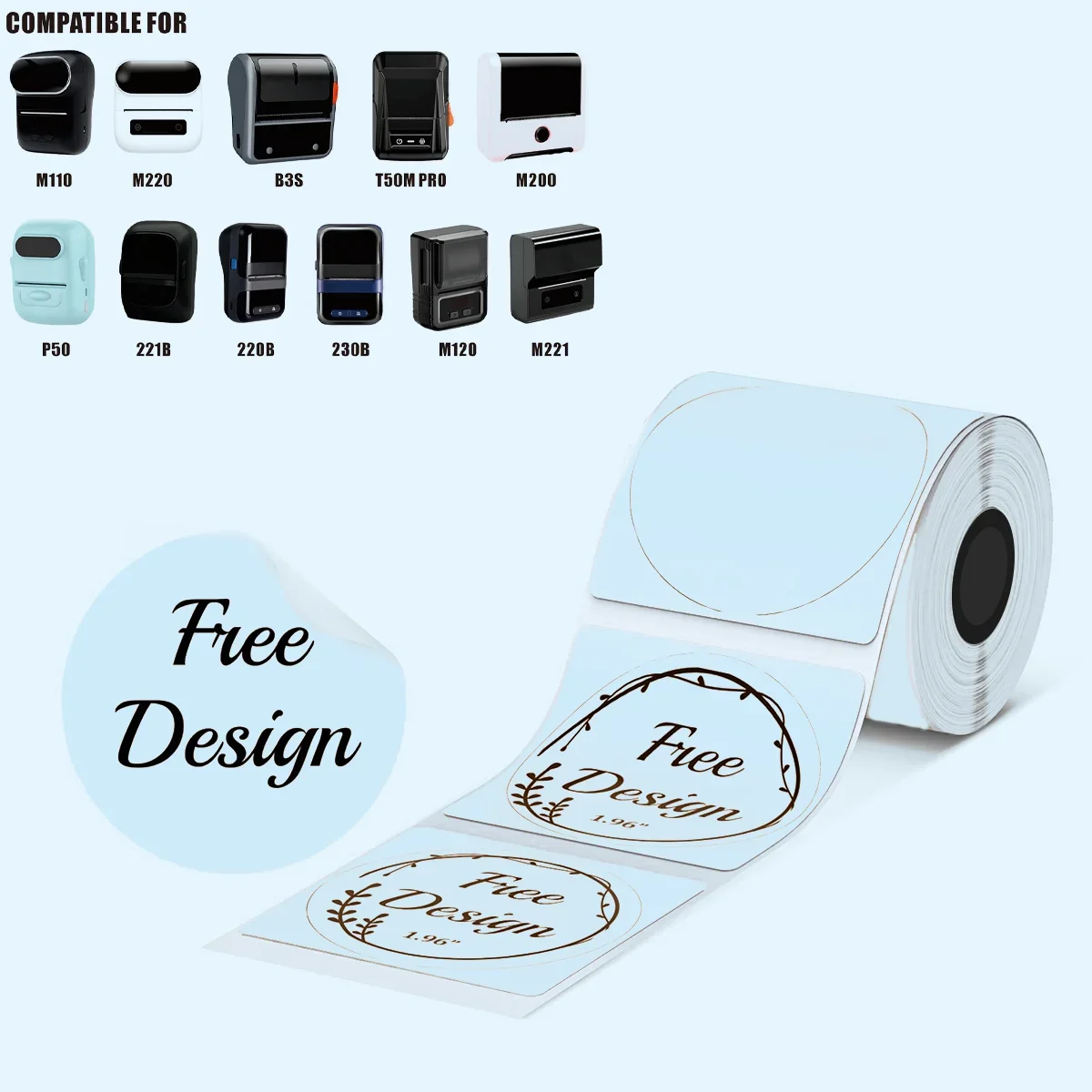 M110 50x50mm Round Labels Self-Adhesive Thermal Sticker Compatible with M110 M120 M200 M220 M221 Label Printer Black on Blue
M110 50x50mm Round Labels Self-Adhesive Thermal Sticker Compatible with M110 M120 M200 M220 M221 Label Printer Black on Blue