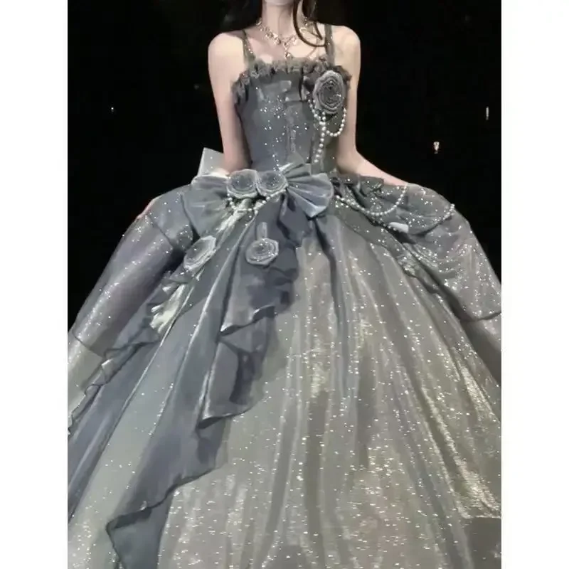 Fairy temperament Birthday party Dance sweet lovely elegant Lolita Princess dress New Silver Gray flower wedding Evening dress
Fairy temperament Birthday party Dance sweet lovely elegant Lolita Princess dress New Silver Gray flower wedding Evening dress