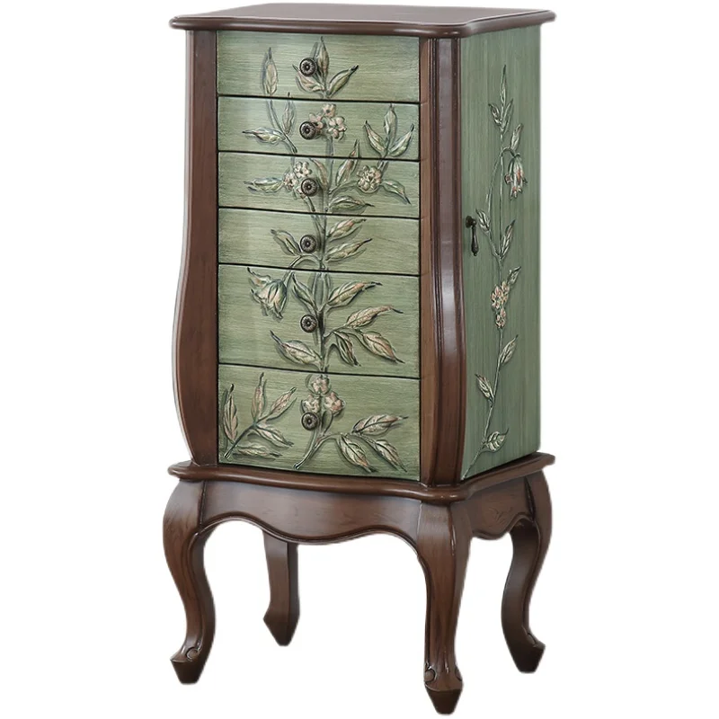 American country chest of drawers Mediterranean painted bedroom jewelry storage cabinet retro green
American country chest of drawers Mediterranean painted bedroom jewelry storage cabinet retro green