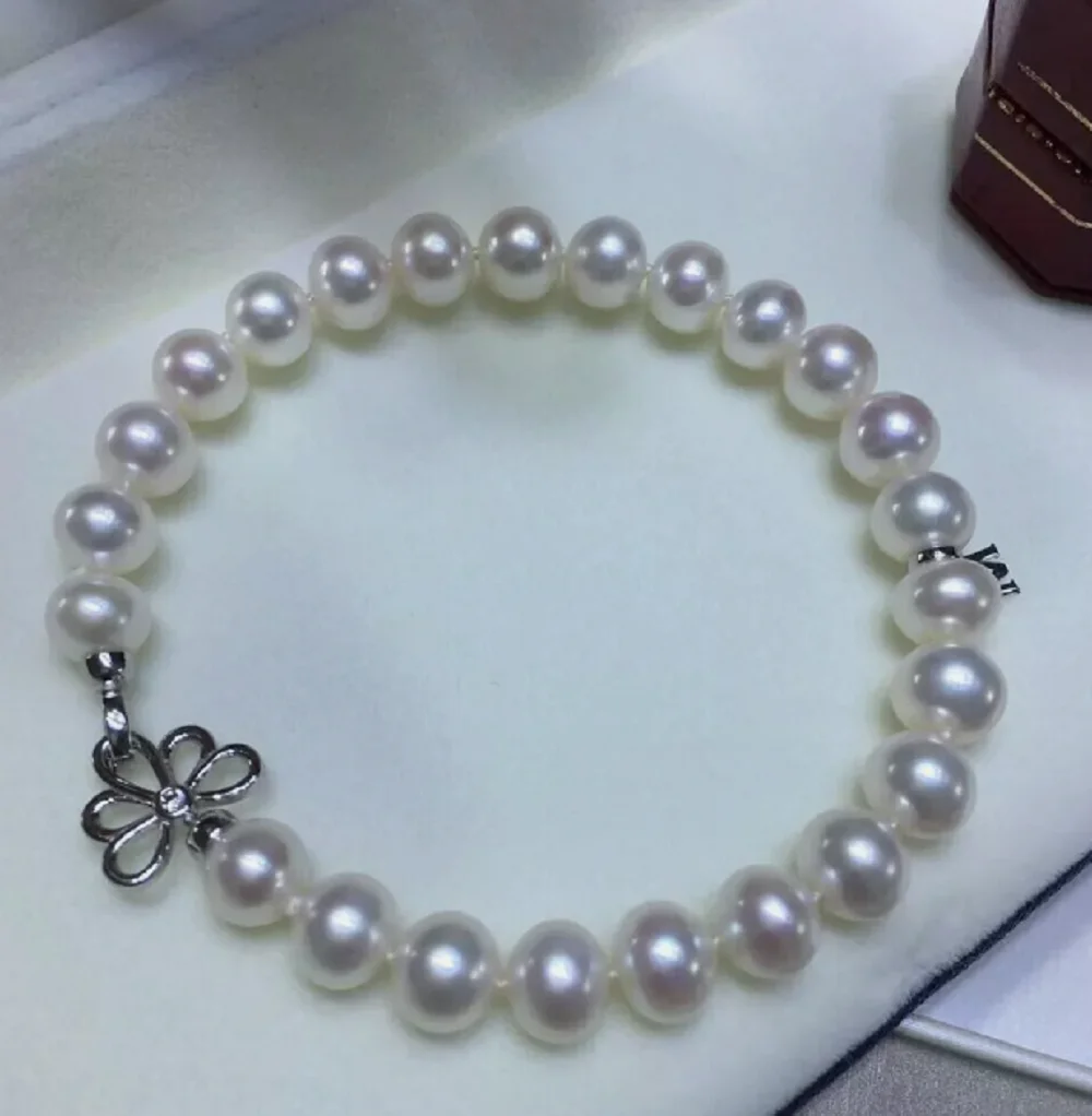 AAAA 9-10mm Natural Authentic Round South Sea White Pearl Bracelet 925 Silver
AAAA 9-10mm Natural Authentic Round South Sea White Pearl Bracelet 925 Silver