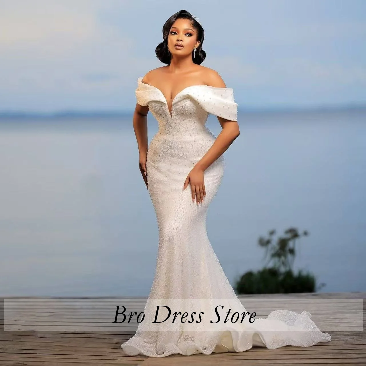 Customized Exquisite Wedding Dresses For Girls White Graceful Mermaid Off Shoulder Pearls Stain Gowns Vestido De Novia
Customized Exquisite Wedding Dresses For Girls White Graceful Mermaid Off Shoulder Pearls Stain Gowns Vestido De Novia