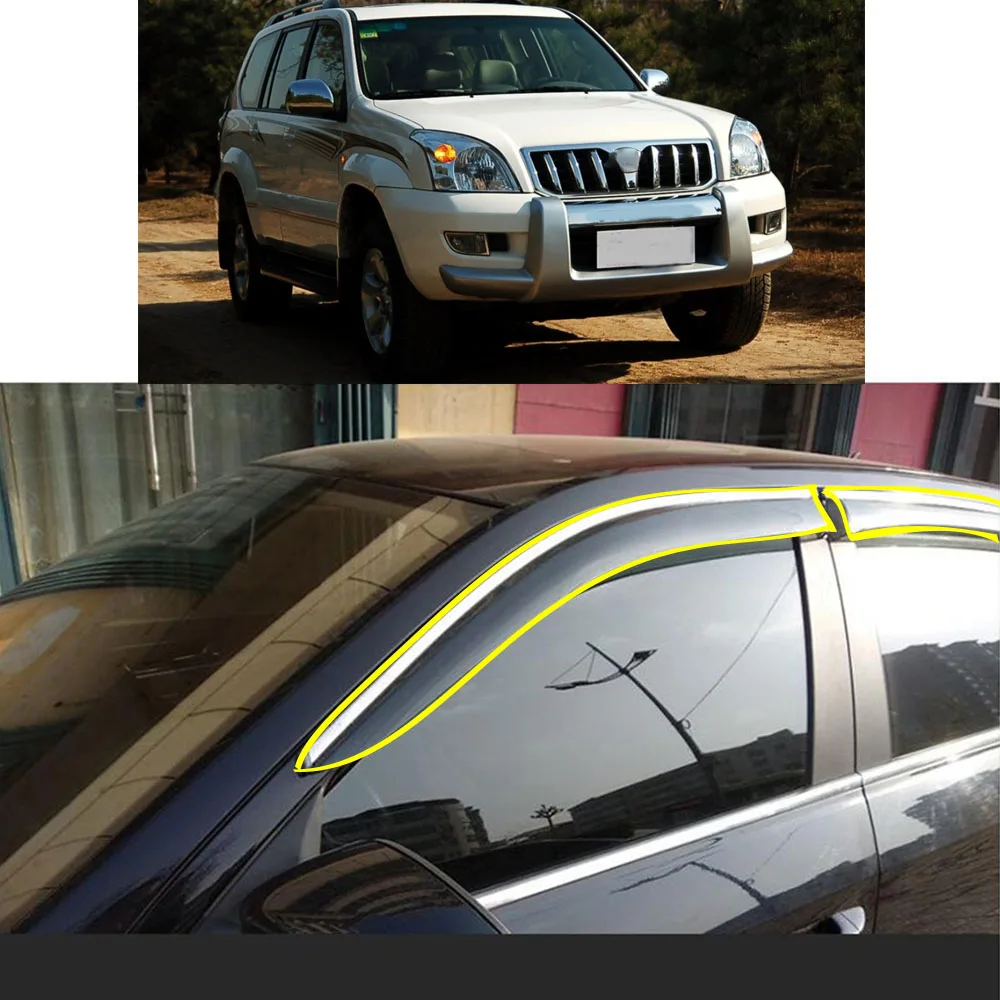 Car Body Styling Sticker Plastic Window Glass Wind Visor Rain/Sun Guard Vent Parts For TOYOTA Prado FJ120 2003-2005 2006-2009
Car Body Styling Sticker Plastic Window Glass Wind Visor Rain/Sun Guard Vent Parts For TOYOTA Prado FJ120 2003-2005 2006-2009