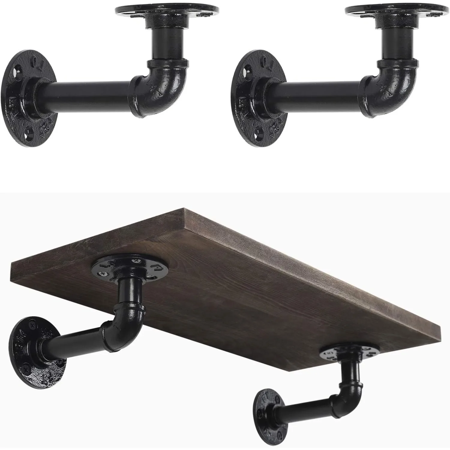 Industrial Iron Pipe Shelf Brackets 4-Pack - Heavy Duty Floating Shelves for DIY Wall Mount, Black
Industrial Iron Pipe Shelf Brackets 4-Pack - Heavy Duty Floating Shelves for DIY Wall Mount, Black