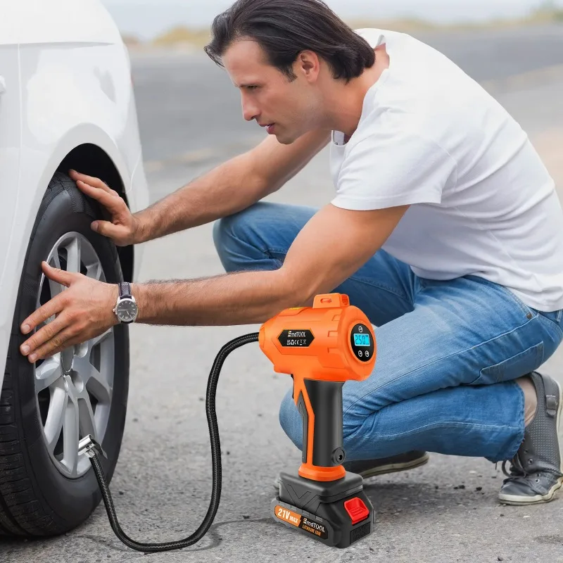 【Viral】Tyre Inflator Cordless Air Compressor, 21V Rechargeable Battery Powered 180PSI Portable Handheld Car Tyre Pump
【Viral】Tyre Inflator Cordless Air Compressor, 21V Rechargeable Battery Powered 180PSI Portable Handheld Car Tyre Pump