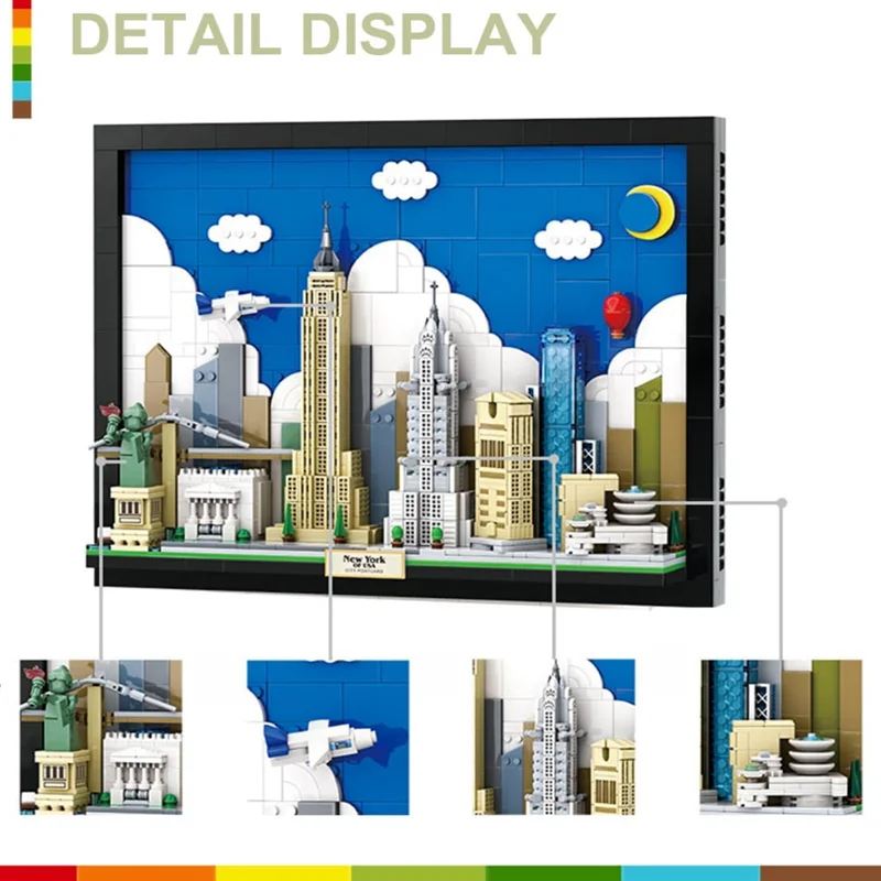 1101 PCS 3D Puzzle New York City Postcard Building Toy Big Apple Decor for Living Room Xmas Gift Educational Fun DIY Kit
1101 PCS 3D Puzzle New York City Postcard Building Toy Big Apple Decor for Living Room Xmas Gift Educational Fun DIY Kit