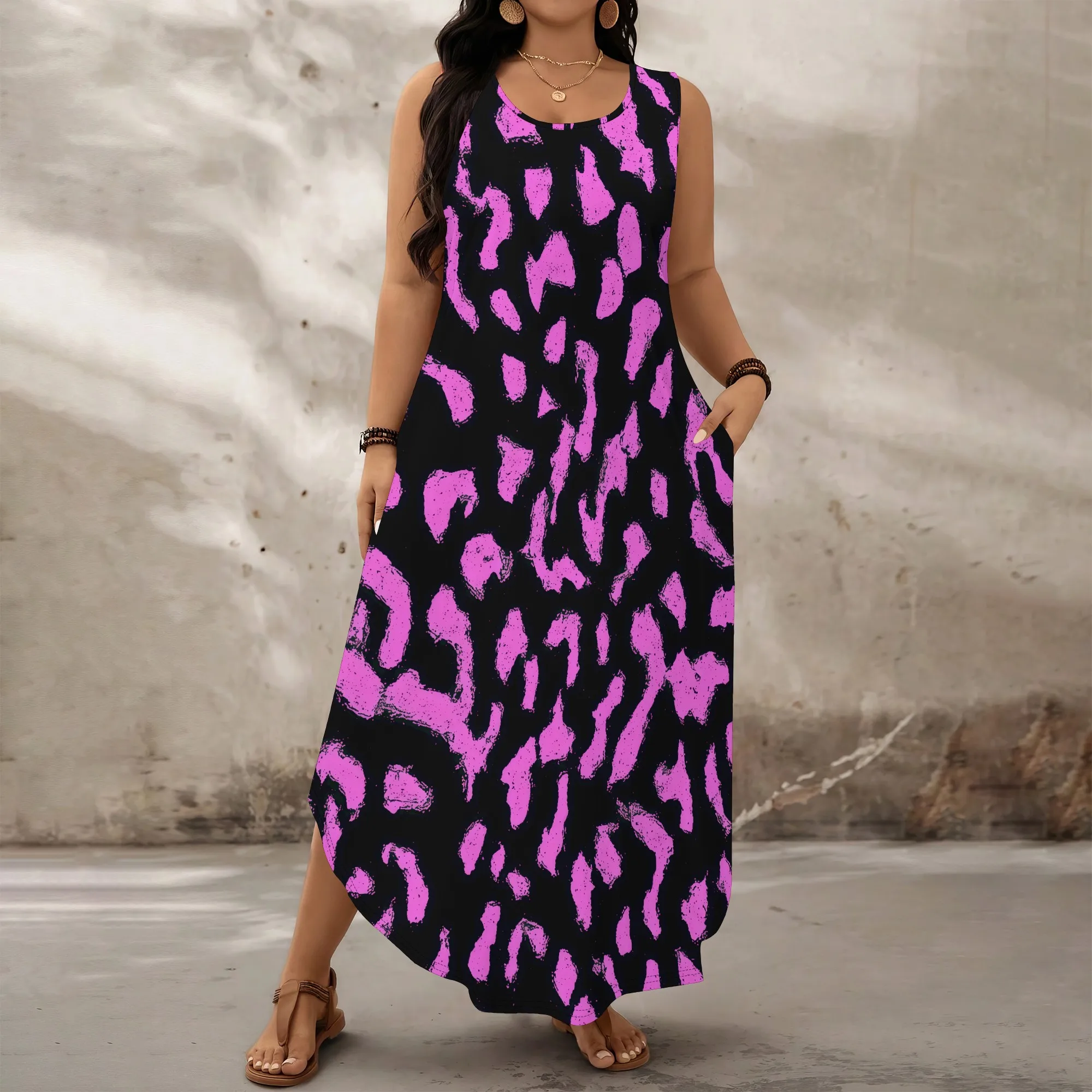 Purple Leopard Print Maxi Dress XL‑6XL Sleeveless Loose Fit with Pockets for Summer Streetwear, Pride Fest or Vacation Look
Purple Leopard Print Maxi Dress XL‑6XL Sleeveless Loose Fit with Pockets for Summer Streetwear, Pride Fest or Vacation Look