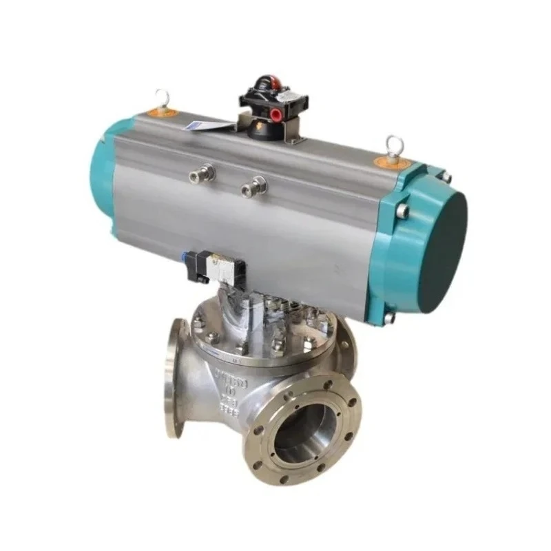 304 Pneumatic Y-type three-way ball valve (120 degrees 130 degrees 180 degrees)
304 Pneumatic Y-type three-way ball valve (120 degrees 130 degrees 180 degrees)
